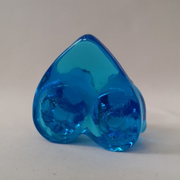 Vintage Blue Birds of Happiness Glass Figure Two Birds w Heart, Signed Leo Ward - Picture 5 of 6